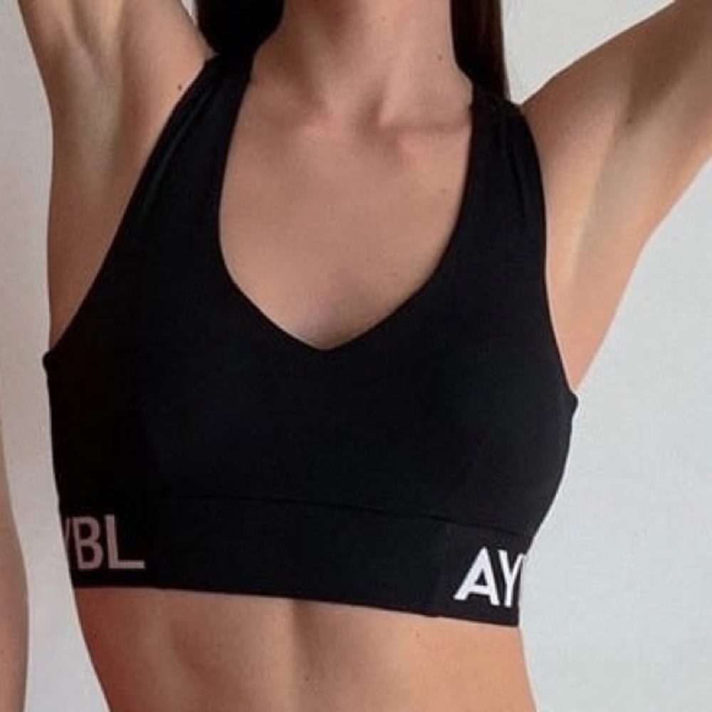 AYBL Training Black/White Logo Sports Bra‎